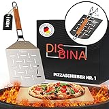 DISBINA perforierter Pizzaschieber [klappbar] – Pizzaschaufel mit extra-flachen Kanten & Holzgriff...