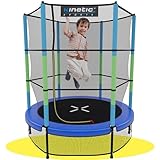 KINETIC SPORTS Kinder Trampolin Jumper 140 cm - Inklusive Gummiseil Federung, Sicherheitsnetz mit...