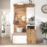 HAUSPROFI Garderobe Set, 4 Stück Flur Garderoben Komplettprogramme, mit Spiegel Schuhschrank...