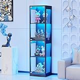 BROTTAR Glasvitrine mit Dreifarbig LED Beleuchtung und Glastüren, Glasvitrine Stehend mit...