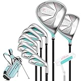 PGM Komplettes Golf Schläger Set für Damen, 9-teilig, 2 Holz (#1,3), 6 Eisen (#5,6,7,8,9,PW), 1...