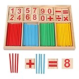 Butyeak Rechenstäbchen Holz Zahlen, Montessori Mathe Spielzeug, Mathematisches Spielzeug Holz,...