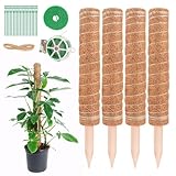 4 Stück 40CM Moosstab Monstera, Pflanzstab Kokos Monstera, Monstera kokosstab, Monstera Rankhilfe...