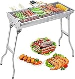 Uten Edelstahl BBQ Holzkohlegrill Räuchergrill Faltbar Tragbar für Kochen im Freien Camping...