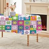 Patchwork Tischdecke Ovale 300x140 cm, Fleckabweisende Abwaschbare Tischdecke mit Bunte Blumen...