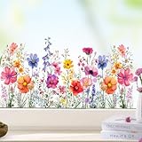 BETESSIN Fensterbilder Frühling Deko - 3 Bögen Blumen Fensterbilder mit Blüten Motiv - Statisch...