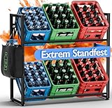 Restorgan Getränkekistenregal 6 kisten, Metall Getränkeregal mit Sixpack-Halter & 2 Haken, Extrem...