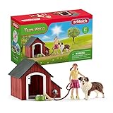 SCHLEICH Farm World | Hundehütte 42376 | Set inkl. Hütte, Mädchen Figur & Zubehör | tolles...