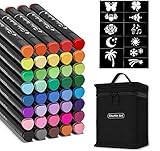 Shuttle Art Textilstifte Waschmaschinenfest, 40 Farben Textilmarker Set mit Doppelspitzen,...