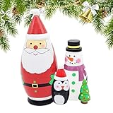 SVCEQZE Weihnachtsbaum-Nistpuppen,Weihnachts-Nistpuppen,Handgefertigte Stapelpuppen aus Holz |...