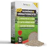 Terrauno - Rasendünger mit Unkrautvernichter I 1 kg für 50 m² I Rasendünger Frühjahr & Sommer I...