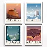 Tatooine Planet Hoth Bespin Druck Vintage Leinwand Malerei Reise Film Retro Poster Landschaft...