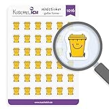KuschelICH Miniaufkleber Gelbe Tonne – Planersticker für Kalender & Bullet Journal – 36 Sticker...