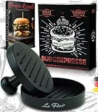 Le Flair® Alu Burgerpresse aus hochwertigem Aluminium - Hamburgerpresse mit Aufbewahrungstasche -...