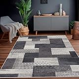 Calinline Moderne Geometrische Patchwork Indoor Wohnzimmer Teppich, Anthrazit 200x230 cm Große...