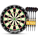 KESSER® Dartscheibe kork mit 9 Dartpfeile Professional Dartboard + 21 Pro Flights + Zubehör...