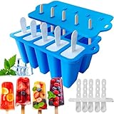 Eisformen Silikon, Eisformen Eis am Stiel Popsicle Formen Set 10 Hohlräume, Antihaftend DIY...