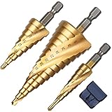 Flintronic HSS Stufenbohrer, 3-tlg Stufenbohrer Set, Schälbohrersatz, Exact Spiralnut Kegelbohrer,...