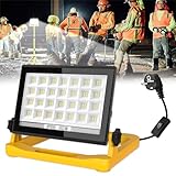 LED Baustrahler, T-SUN 60W 6000K Arbeitsleuchte mit 3 Modi, LED Arbeitsleuchte mit Stecker, IP66...