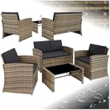 tectake Lounge Gartenmöbel Set Poly Rattan für den Garten, Möbel für den Balkon, 12-teilige...