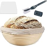 Voarge gärkörbchen Rund, ø 25 cm, Höhe 8.5 cm Gärkorb Set für Brot Backen Fasst 1kg Teig,Ein...