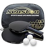 Senston Tischtennis Schläger Set, Profi 2 Tischtennisschläger und 3 Tischtennis-Bälle, Ideal für...