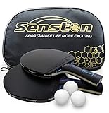 Senston Tischtennis Schläger Set, Profi 2 Tischtennisschläger und 3 Tischtennis-Bälle, Ideal für...