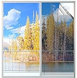 MUHOO Spiegelfolie Fenster 90 x 400 cm, Fensterfolie Selbsthaftend, 99% UV-Schutz Sonnenschutzfolie...