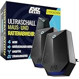 AMZ BRAND Ultraschall-Mäuseabwehr 2er Pack - Rattenabwehr - 4 Arbeitsmodi - Leiser Modus -...