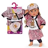BABY born Glam Outfit - Mit pinkem Pailletten-Rock & Jacke, Shirt mit Teddydruck, Cap & Leggins -...