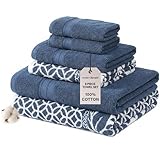 Modern Threads Trefoil Filigranes 6-teiliges wendbares garngefärbtes Jacquard-Handtuch-Set,...