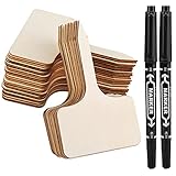 60Stk Pflanzschilder für Draussen, Vegena Pflanzenschilder Holz zum Beschriften mit Stift...