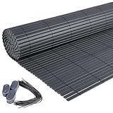 Laneetal PVC Sichtschutzmatte 80x500cm Sichtschutzzaun Balkonverkleidung mit Befestigungsset,...