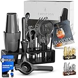 EMPATION Cocktail Set Schwarz [TESTSIEGER], 825ml Cocktail Shaker mit Bar Zubehör für Cocktails,...