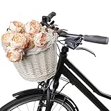 Creative Home Weide Fahrradkorb Universal | 36 x 29 x 23 cm (+/-2 cm) | Weiß | Weidenkorb mit...