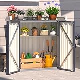 YODOLLA Gartenschrank Wasserdichter mit Pflanztisch, 97x34x93cm Arbeitsplatte mit verstellbaren...