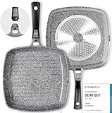 Coninx Grillpfanne Induktion 28cm mit Ausguss, 100% PFOA-freie Bratpfanne Ilag Granistone, Antihaft...