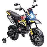 AIYAPLAY Elektro Kindermotorrad Aprilia Elektromotorrad mit USB, Stützrädern, Musik, Scheinwerfer,...