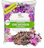 Garten Lux Premium Orchideenerde 2.5L-6-Komponenten Orchideensubstrat für gesundes Wachstum und...