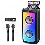 JYX Karaoke Machine mit 2 Mikrofones, großer Tragbaren Bluetooth Lautsprecher mit RGB-Licht,...