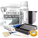 EPODEX® 2K CONCRETE PAINT | Betonfarbe Garage Keller| Steinfarbe | + Zubehörset | 45 Farben Grau...