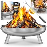 KESSER® Feuerschale 2,5mm Stahldicke | Feuerkorb Ø60cm Edelstahl | Feuertonne +42cm Feuerhaken...