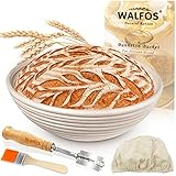 Walfos Gärkorb Set, Rundes Gärkorb zum brotbacken 23 CM, aus natürlichem Rattan, Inklusive...