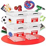ATHLON TOOLS 4x 60 L Aufbewahrungsboxen mit Deckel, lebensmittelecht - Verschlussclips - 100%...