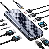 Docking Station Triple Display Multiport USB Hub, 12-in-1 USB C Docking Station mit 8K HDMI, Dual...