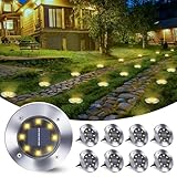 Qedertek Solar Bodenleuchten Aussen Garten - 8 Stück 8 LED Solarleuchten Außenleuchte Warmweiß,...