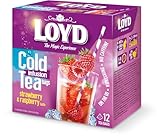 LOYD - Eistee Erdbeere & Himbeere - 12 Pyramidenbeutel, Sommerlicher Ice Tea, Aromatisiertes Süßer...