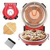 YIBAKE Pizzaofen Elektrisch, 1200W Pizzaofen in 4-Min-Pizza, 31cm Feuerfeste Pizzastein, 420℃...