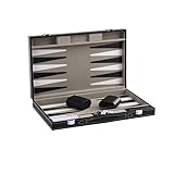 Schachbrett Backgammon-Set for Erwachsene, 15 Zoll, schwarzes PU-Leder, klassisches...