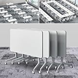 YQGOO 4PCS Konferenztisch Klappbarer, Klapptisch Schreibtisch mit Rollen Schreibtisch Maße 140x60...